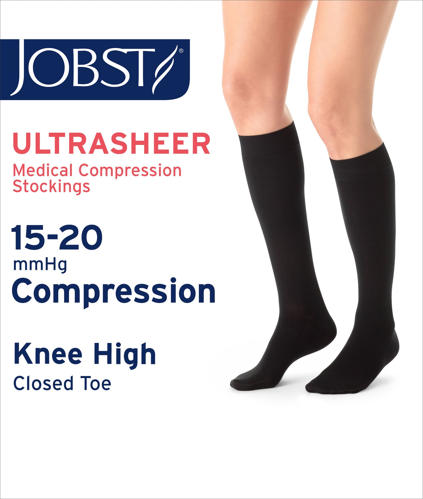 JOBST® UltraSheer Women’s Knee High 15-20 mmHg Compression Stockings – Closed Toe