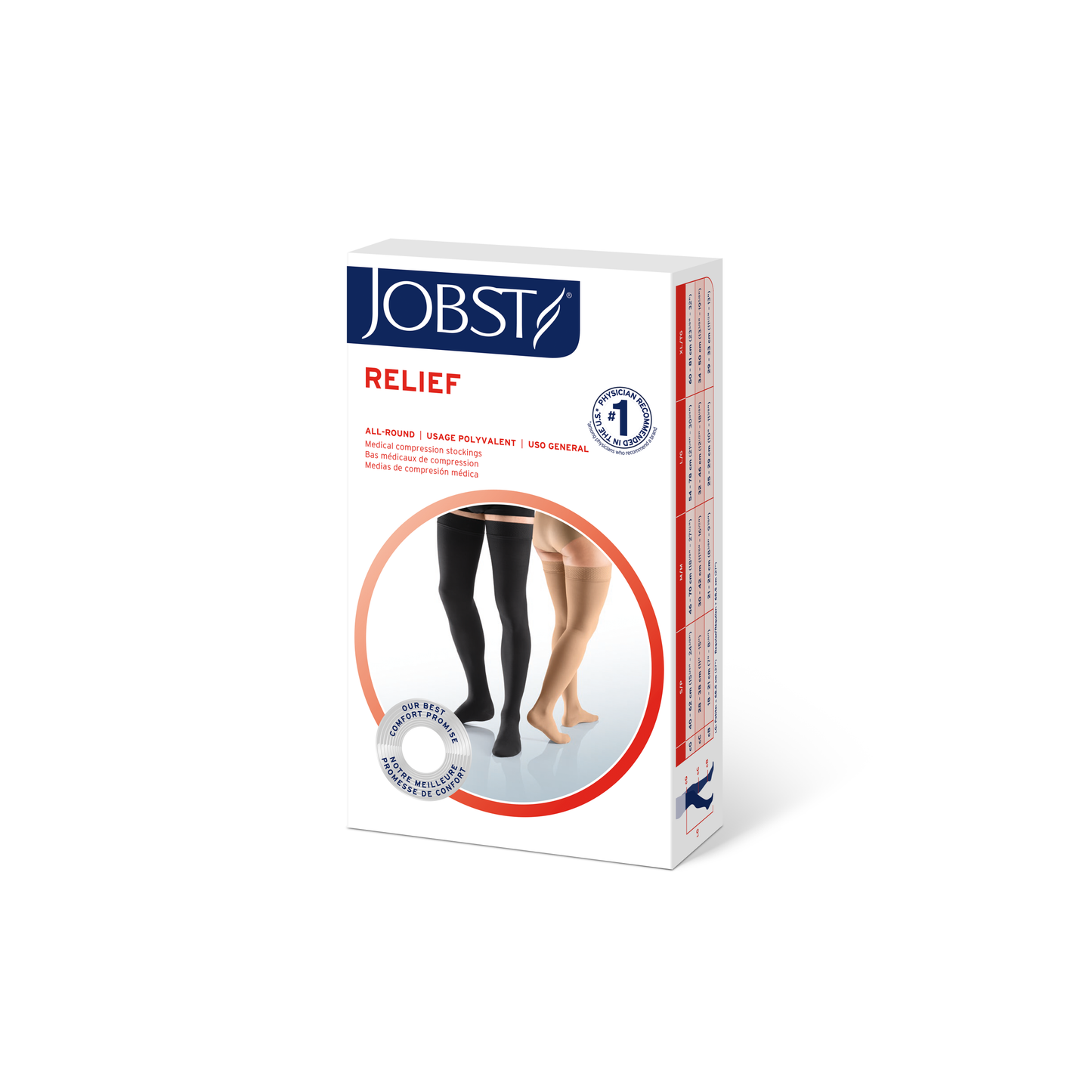 JOBST® Relief Thigh High 30-40 mmHg Compression Stockings with Silicone Top Band, Open Toe