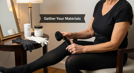 putting on compression stockings step