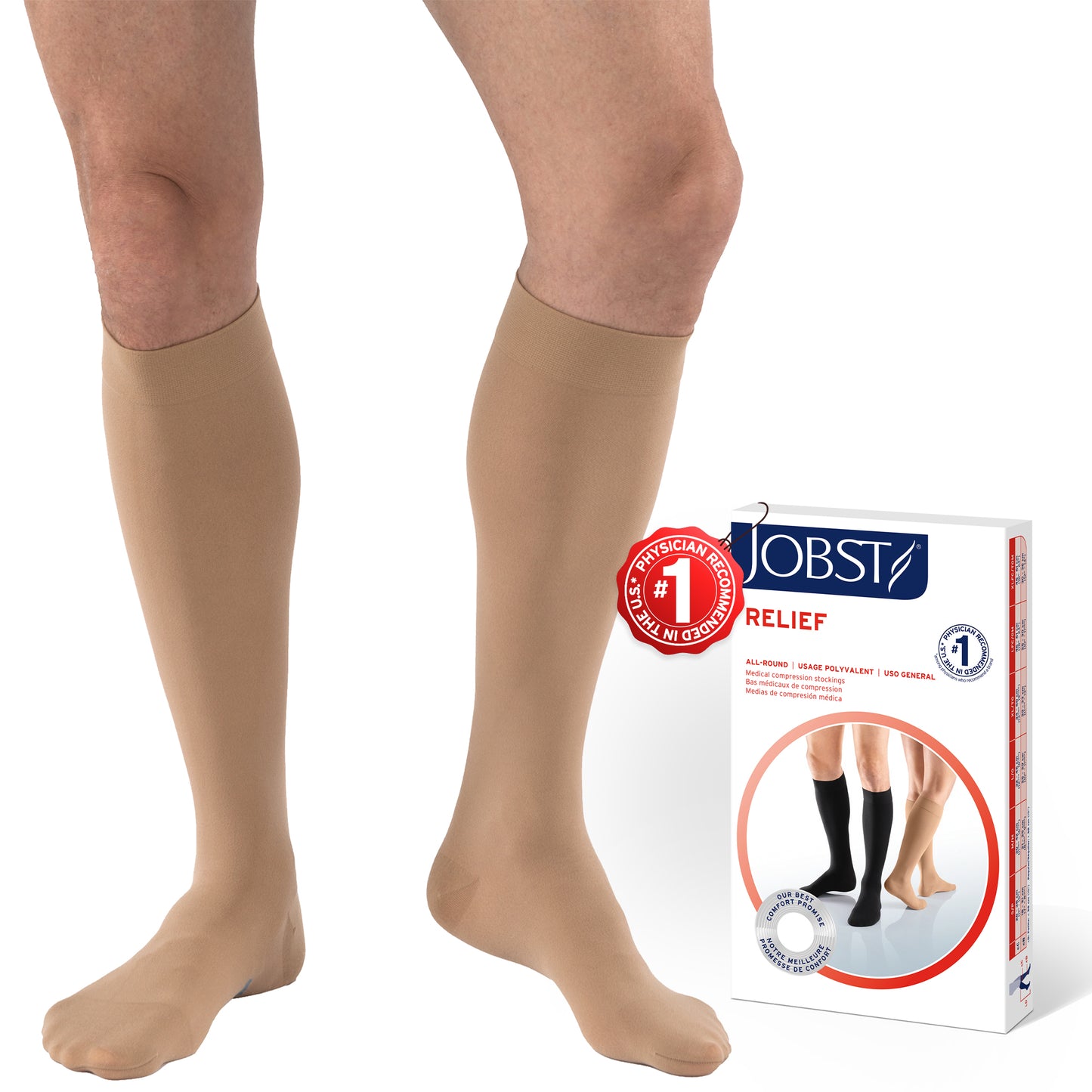 JOBST® Relief Knee High 30-40 mmHg Compression Stockings - Closed toe & Open toe