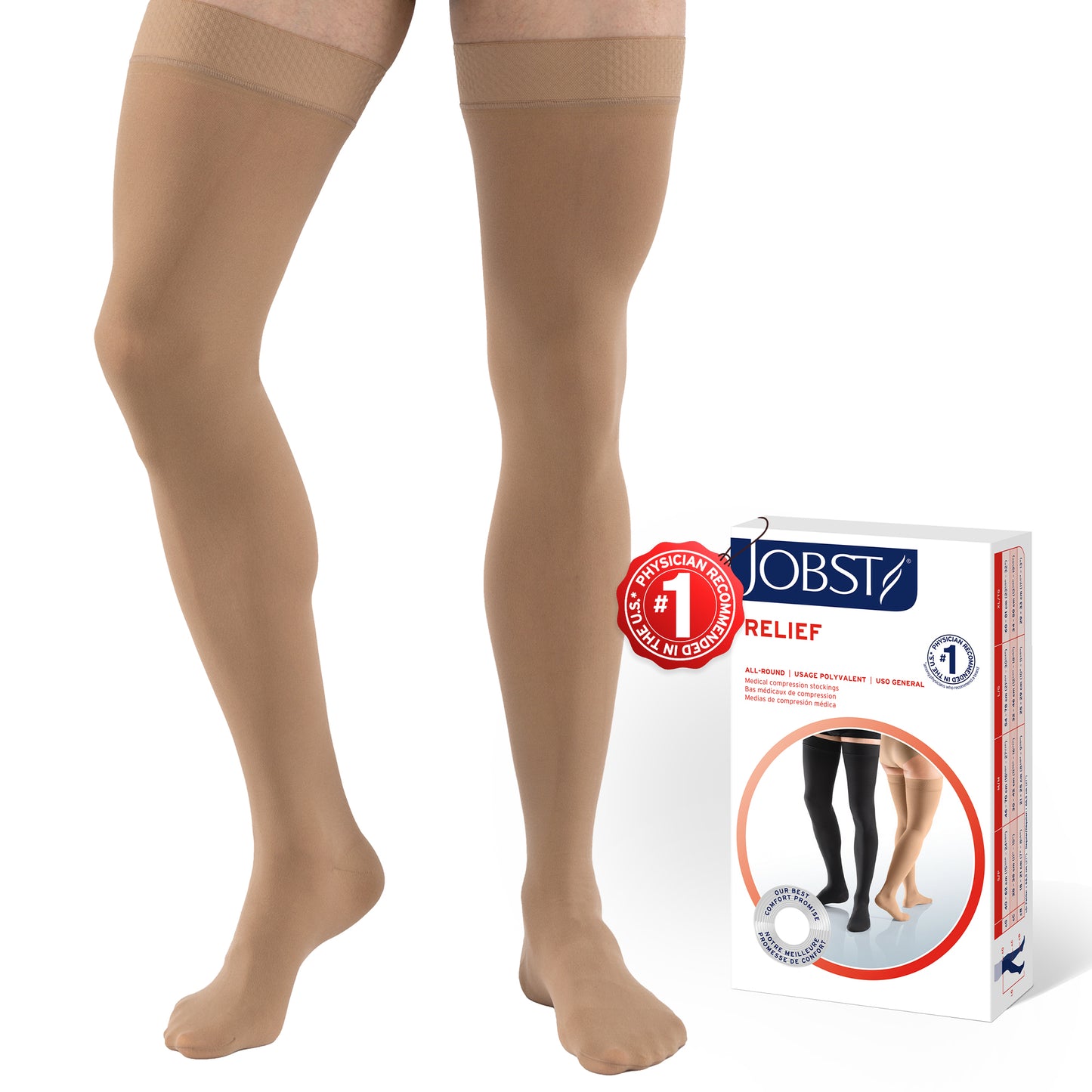 JOBST® Relief Thigh High 20-30 mmHg Compression Stockings with Silicone Top Band